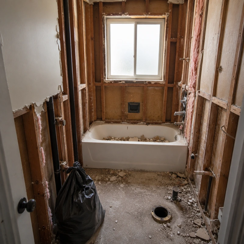 Sample bathroom demolition progress photo