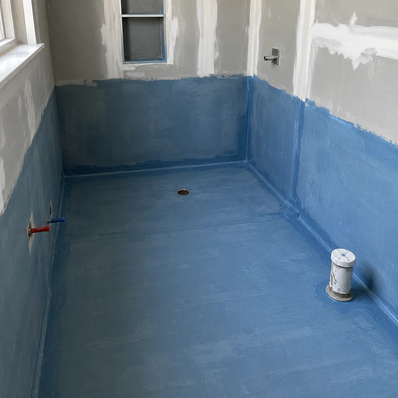 Bathroom waterproofing membrane installed